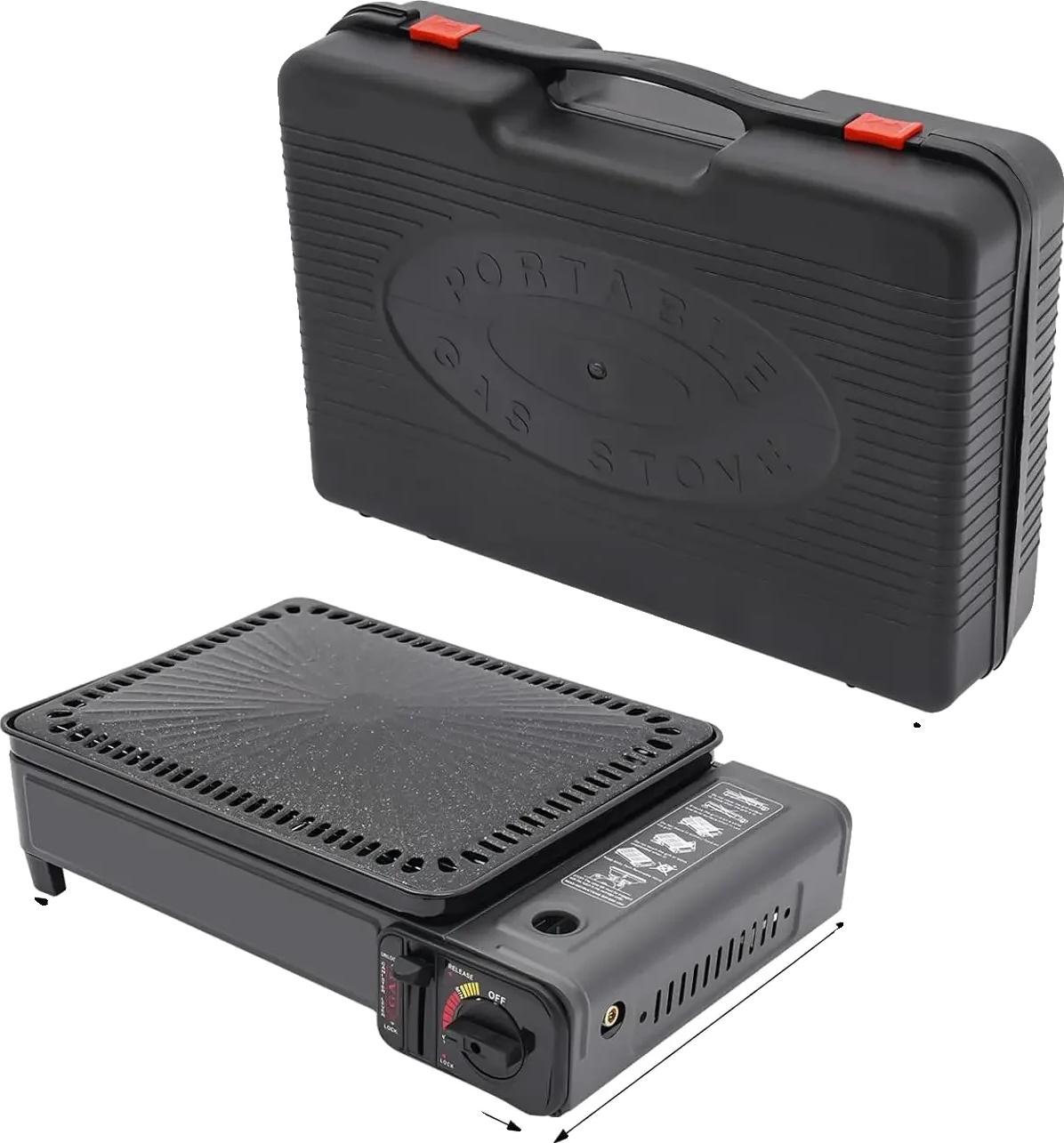 Plynový gril, prenosný dizajn, nastaviteľná teplota, čierna farba