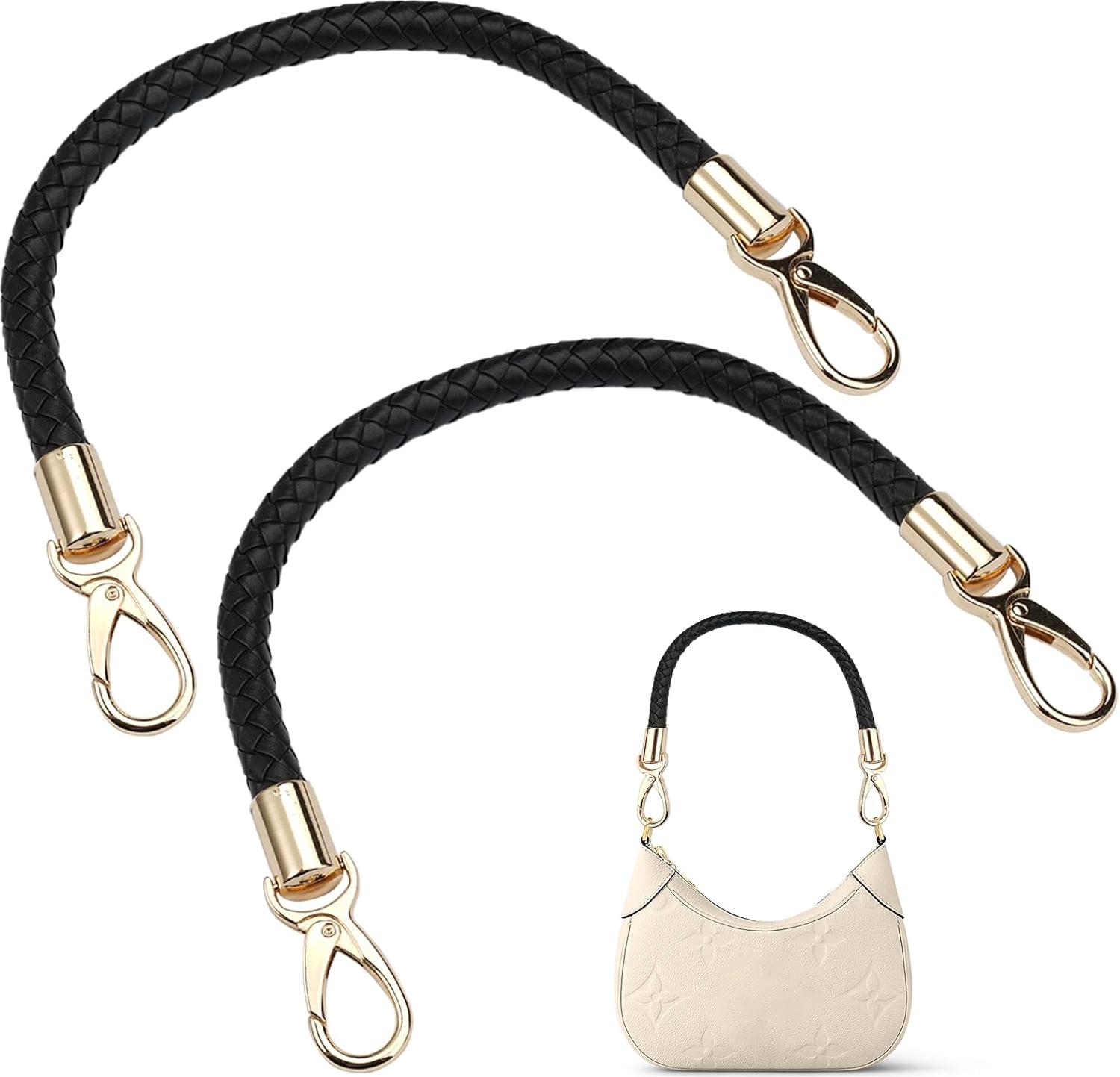 BundiGlassware 2 Stück Taschenhenkel, 60cm Taschengriffe, PolyurethanSchwarz Henkel für Taschen, Taschenhenkel Mit Karabiner, Taschengriffe Leder, Handtasche Griff,Taschen Henkel,für Einkaufstasche Handtasche Taschenzubehör BG250918QHL044