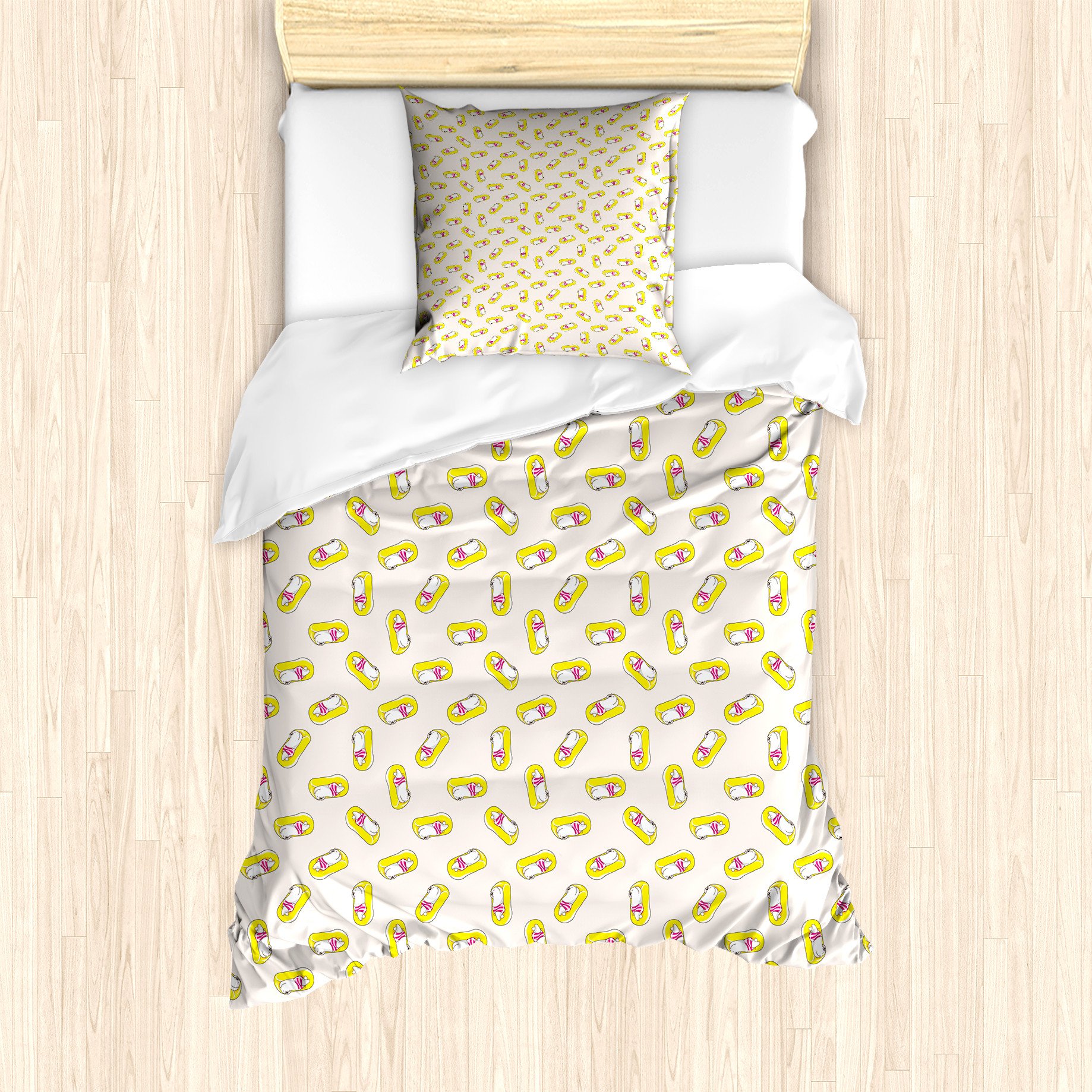 KOZMOS TEKSTL VE GER DÖNÜÜM SANAY TCARET LMTED RKET ABAKUHAUS Eisbär Bettbezug Set für Einzelbetten, Entspannung auf Seabeds, Milbensicher Allergiker geeignet mit Kissenbezug, 135 cm x 200 cm - 80 x 80 cm, Blasse Pfirsich-Gelb nevde_68788_135x200_de