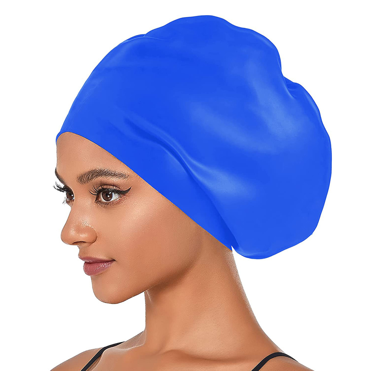 Badekappe Aus Stoff - Hochelastisch Für Damen & Herren (Schwarz)