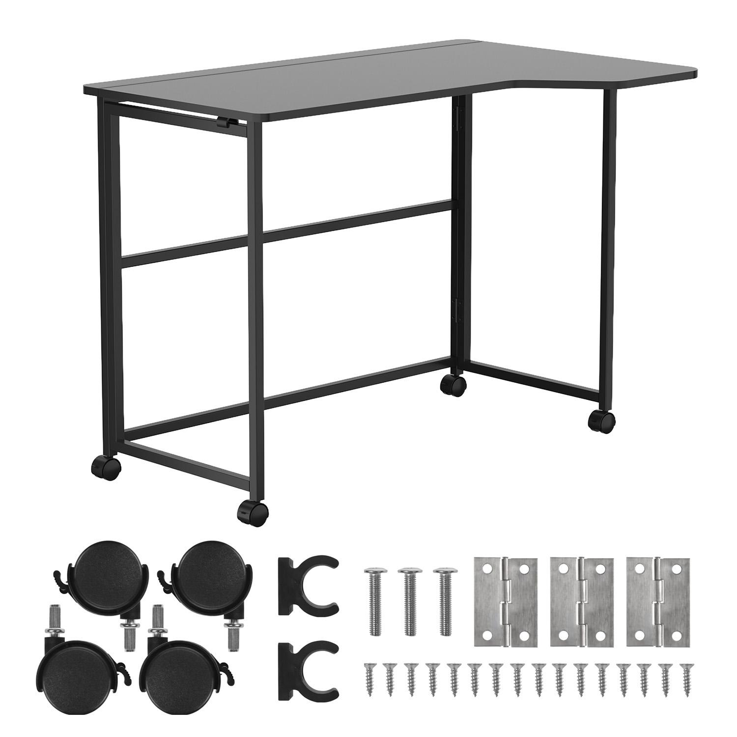 Klappbarer Schreibtisch „Maclean“ schwarz fahrbar 100 x 65 cm max. 50 kg eckig L-Form MC-1250 L/B