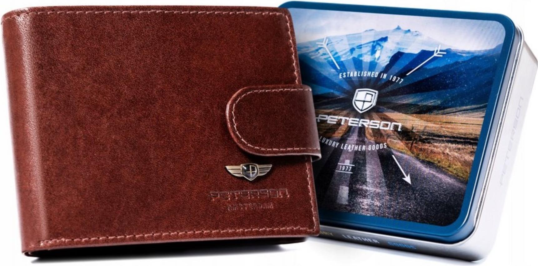 Große Herren-Geldbörse aus Leder mit Druckknopfverschluss - Peterson PTN22301LVT