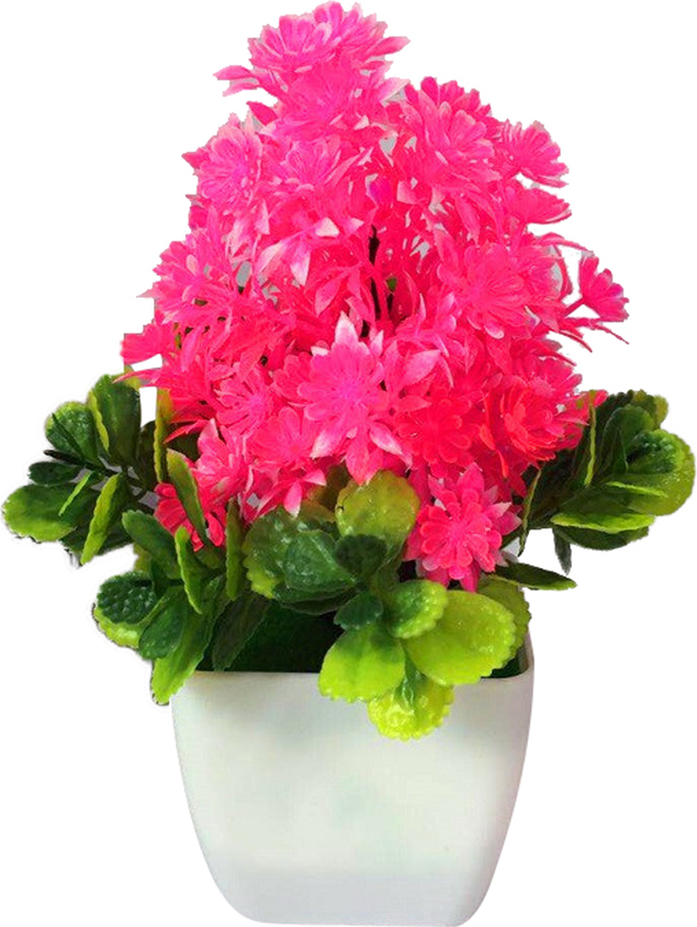 Bmen 1Pc künstliche Blume Plastikpflanze Topf Bonsai Dekor-(Rosa)