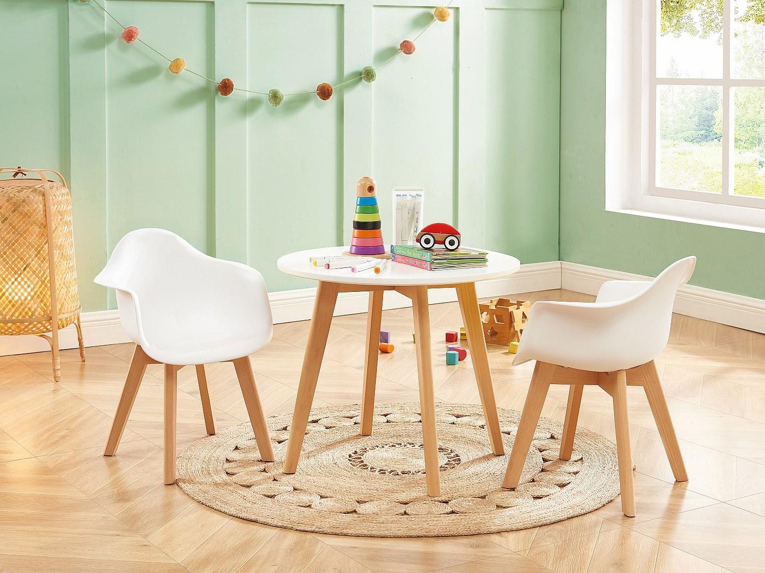 Vente-unique LOULOUNE Kindertischset + 2 POUPINETTE Stühle - Weiß LOULOUNE + POUPINETTE