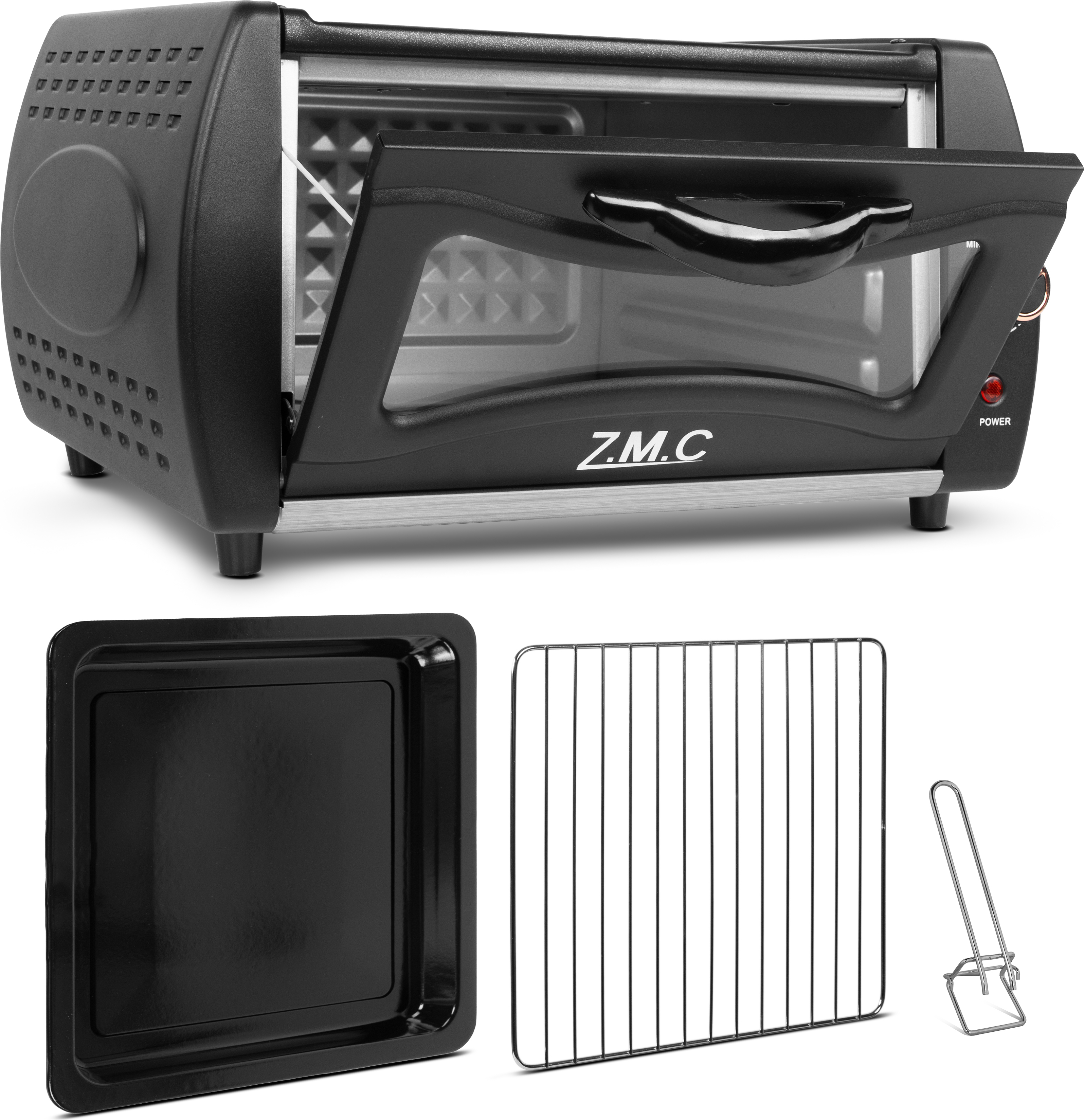 ZMC Mini Tandoor 2100W 22L - Minibackofen für Lahmacun, Pizza, Naan und Brot. Inklusive Backblech und Grillrost. Kompakt, leistungsstark, schnelles Aufheizen