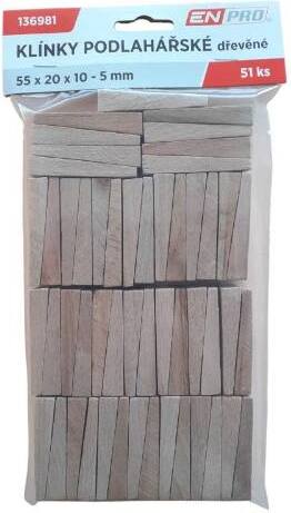 Bodenschlüssel aus Holz, 55 x 20 x 10 - 5 mm, 51 Stück, ENPRO