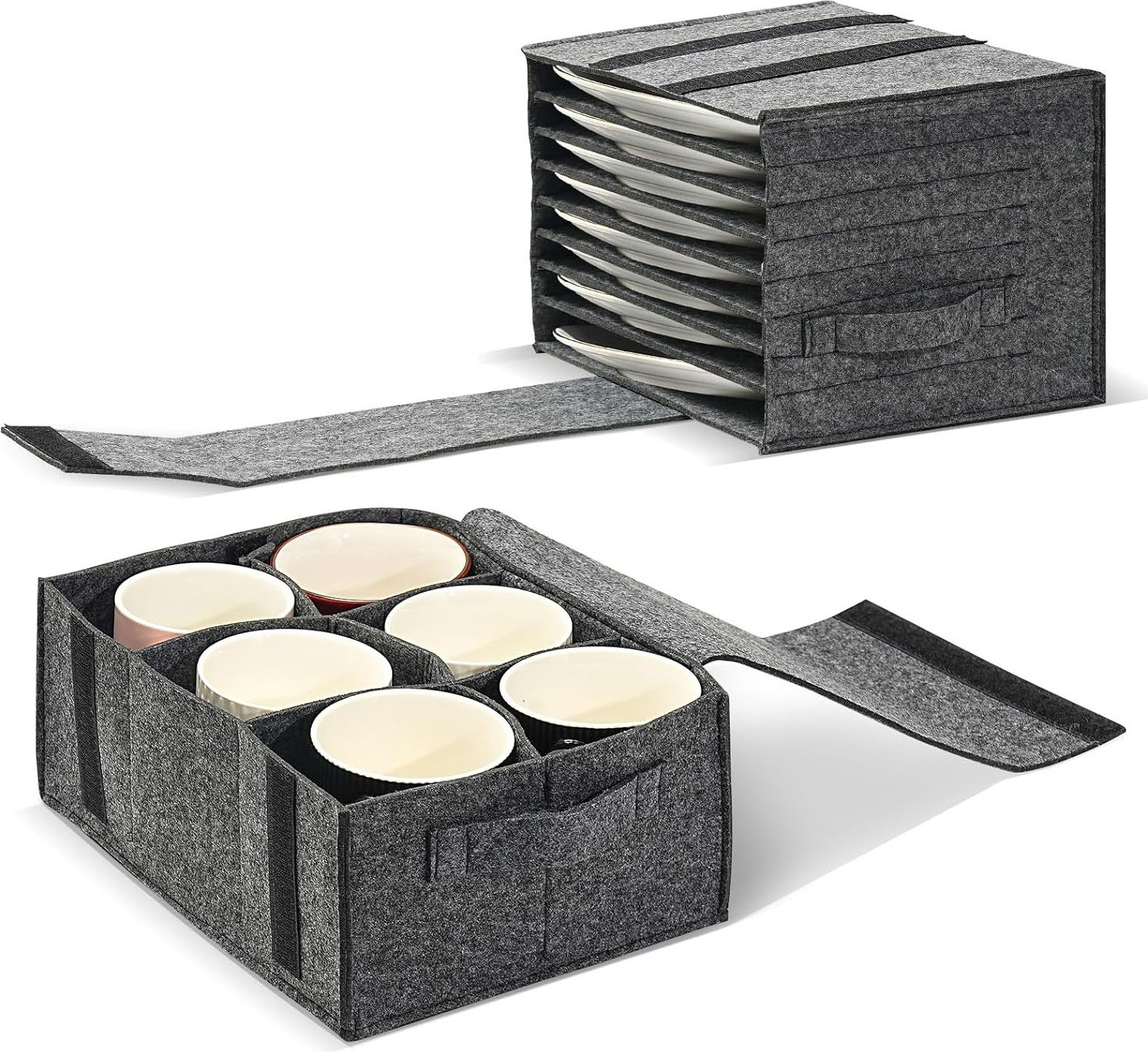 Caravan Teller- & Becherhalter Aus Filz – 2-teiliges Set, Grau, Bis 27 Cm Teller, Für Camping & Wohnmobil