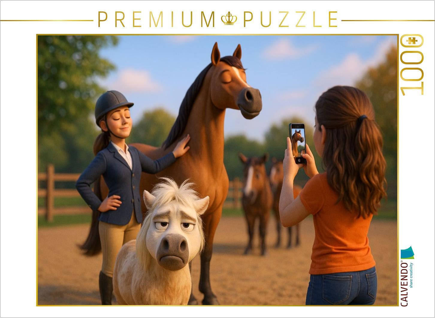 CALVENDO Puzzle Instagram ruft - Pferd und Reiterin | 1000 Teile Lege-Größe 64 × 48 cm Foto-Puzzle für glückliche Stunden