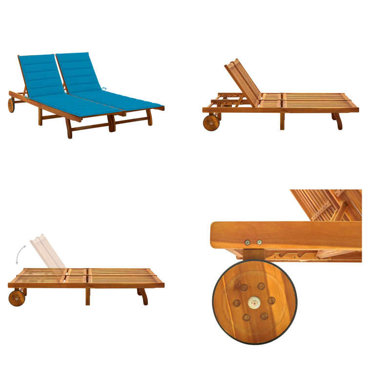 vidaXL Lehátko pre 2 osoby s vankúšmi z agátového masívu - Lehátko - Lehátka - Drevené ležadlo - Drevené ležadlá