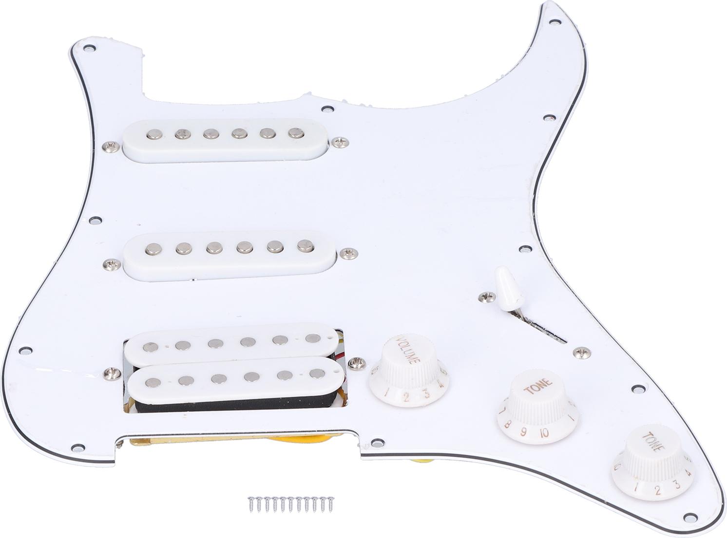Fokelyi Schlagbrett für elektronische Gitarren, 11-Loch, SSH-Schlagbrett, Rückplatte mit Schrauben, Tonabnehmer-Kits, Weiß KAU-ED-LYS-PH-20251112-103