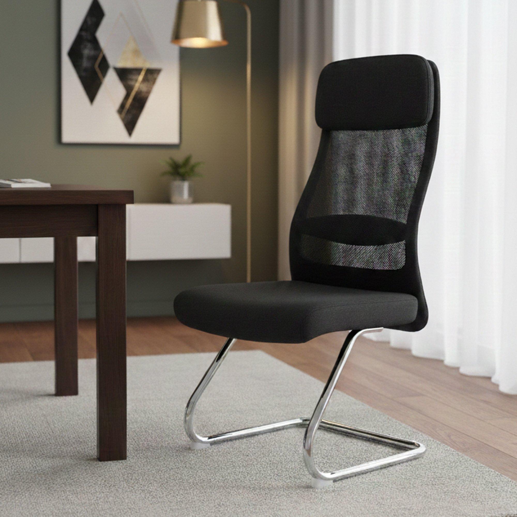 Dmora Bürostuhl Dlozan, Bürostühle für Wartezimmer, Ergonomischer Wartezimmerstuhl, 58x47h105 cm, Schwarz
