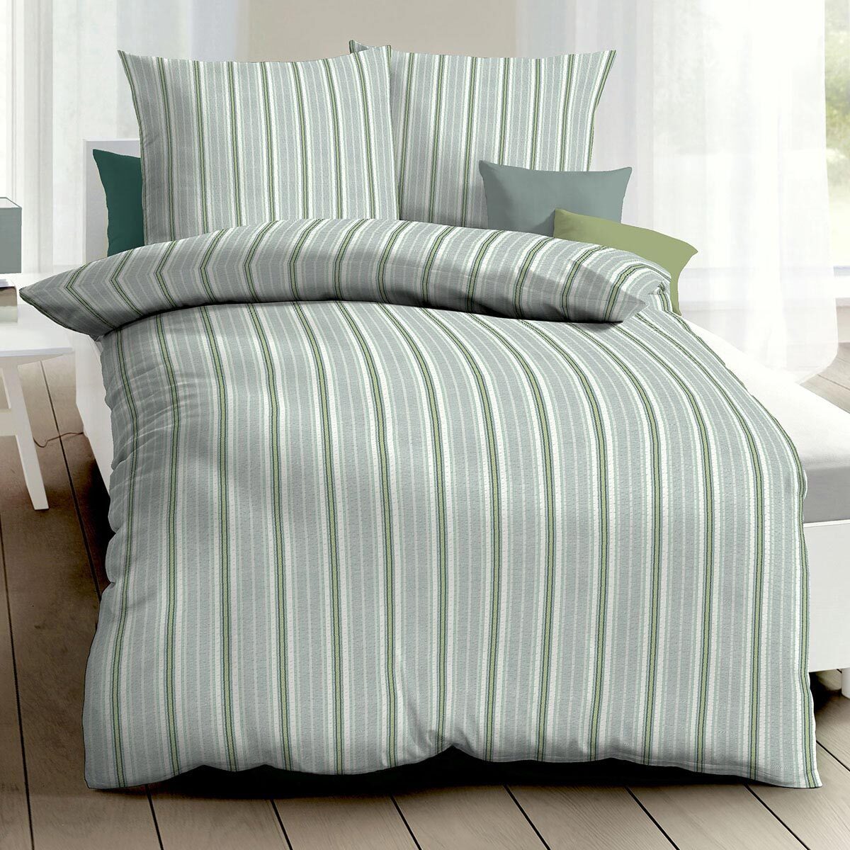 Kaeppel Seersucker Bettwäsche Resort jade 135x200 cm + 80x80 cm