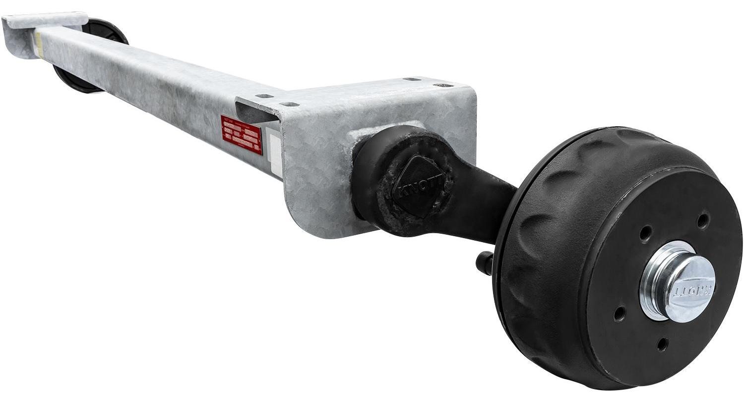 KNOTT VGB13 gebremste Anhängerachse 1350 kg 5x112 1700 mm 2200 mm Bremsachse für Bootsanhänger PKW Anhänger Autoanhänger Transportanhänger