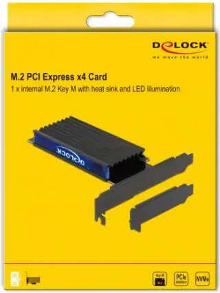 DELOCK PCI Express Card 4x < intern MVme M.2 Key M mit RGB