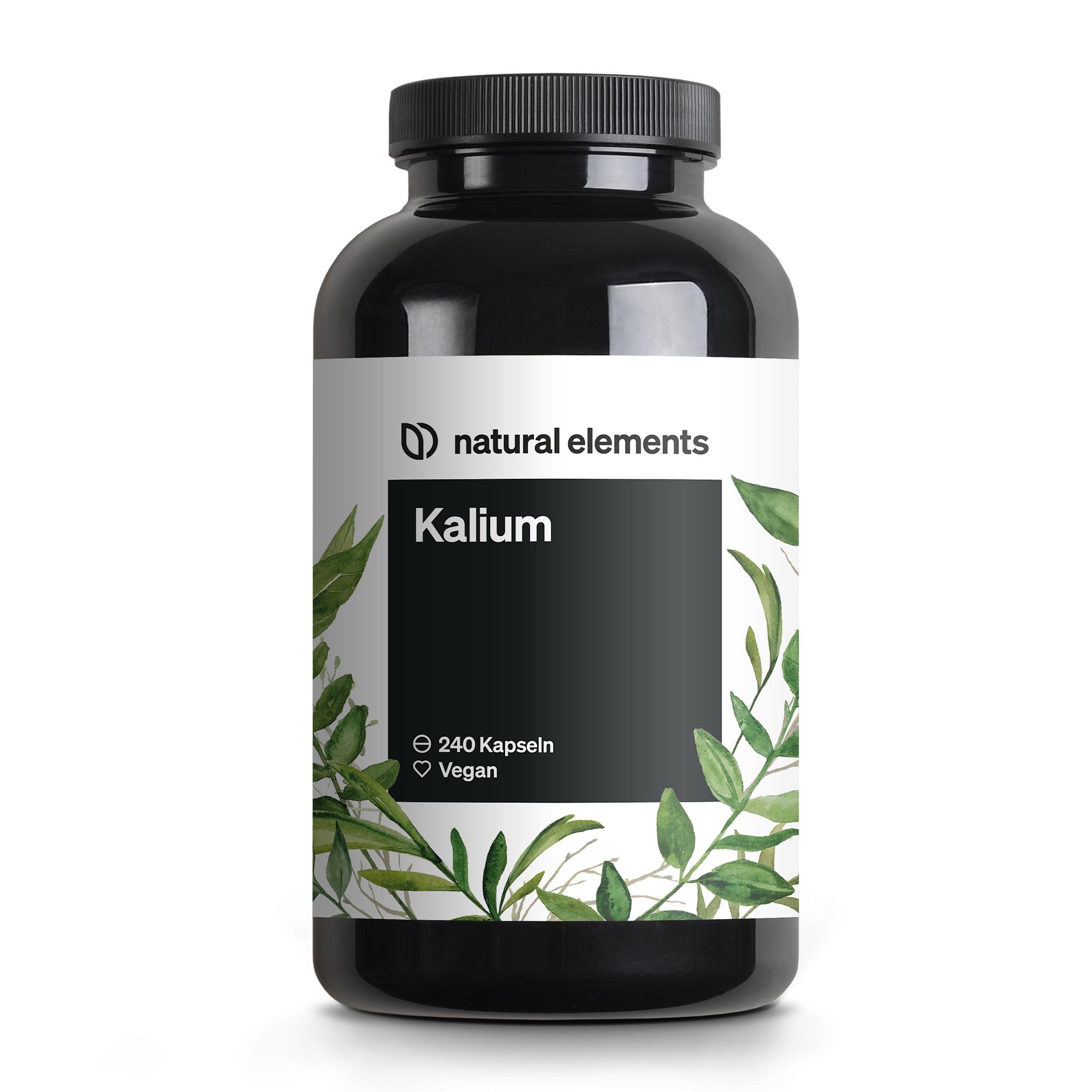 natural elements Kalium – 240 Kapseln 800 mg Kalium aus Kaliumcitrat/Tagesdosis – für Blutdruck