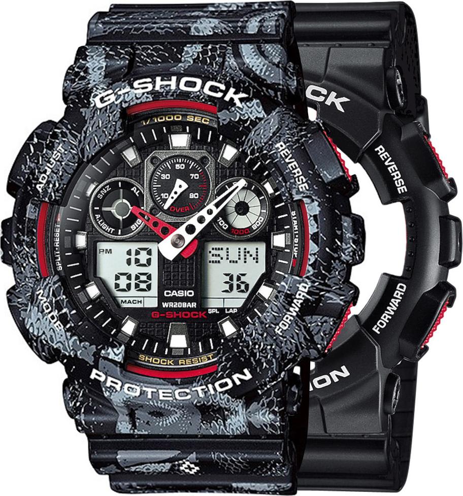Zegarek Casio G-Shock SET GA-100-1A4ER + BEZEL 10520052 + PASEK 10520049 20BAR