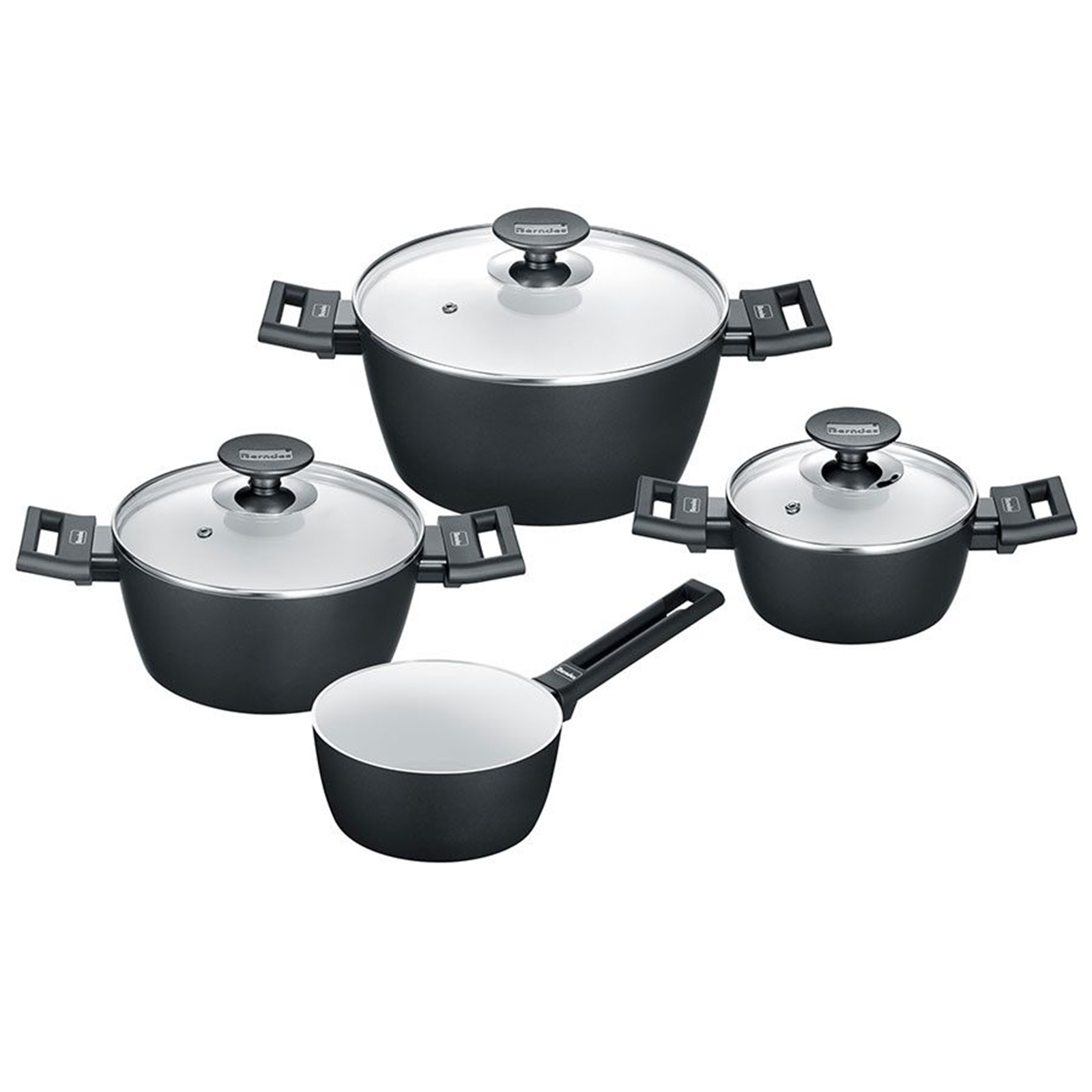 Berndes 4er Set BERNDSEN Töpfe mit Deckel Aluminium schwarz 011301