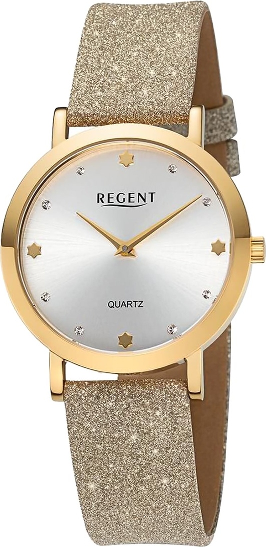 Dámske náramkové hodinky Regent s koženým remienkom zlaté D2UR2154074