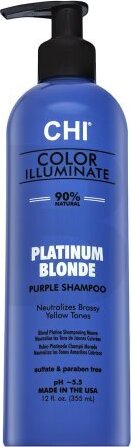 CHI Color Illuminate Platinum Blonde Purple Shampoo rozjasňujúci šampón pre platinovo blond a šedivé vlasy 355 ml