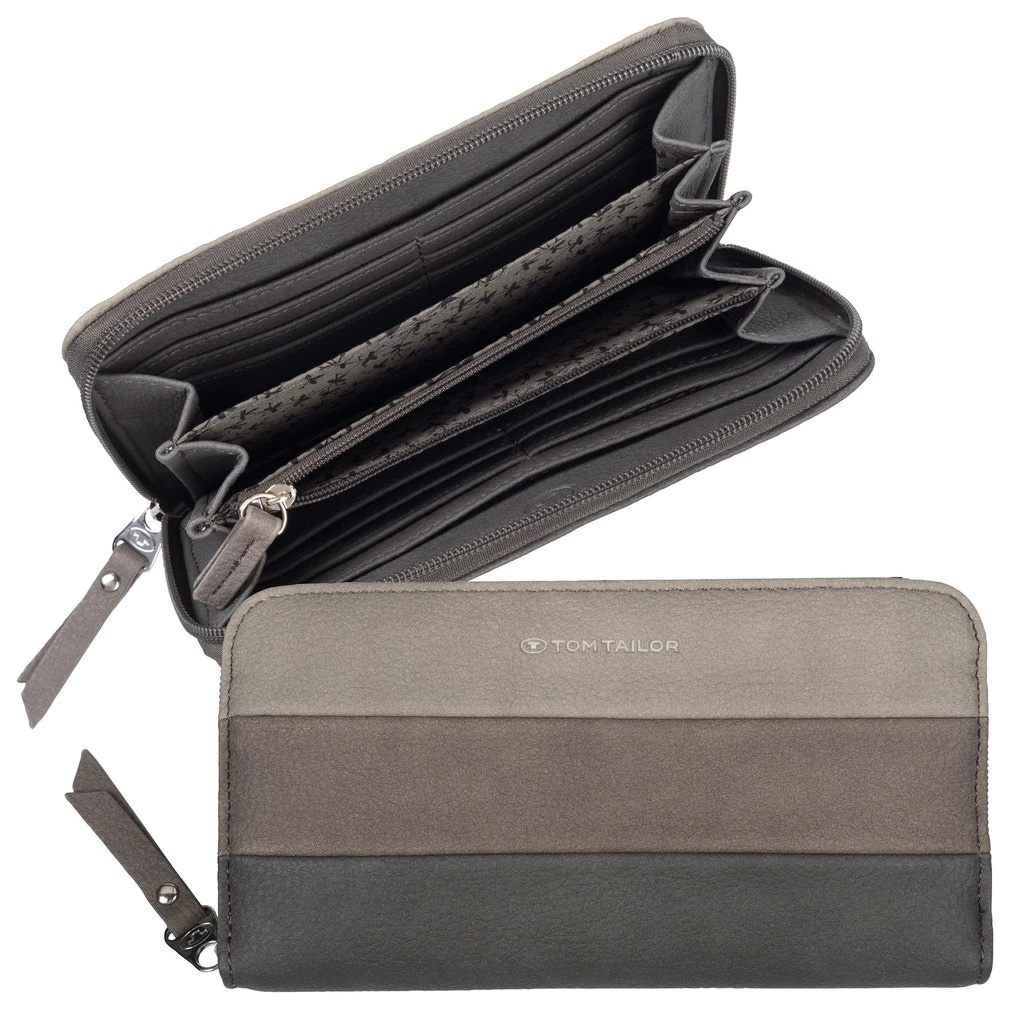 Tom Tailor Damenbörse Langbörse Reißverschlussbörse grau mixed grey ellen 28079 141