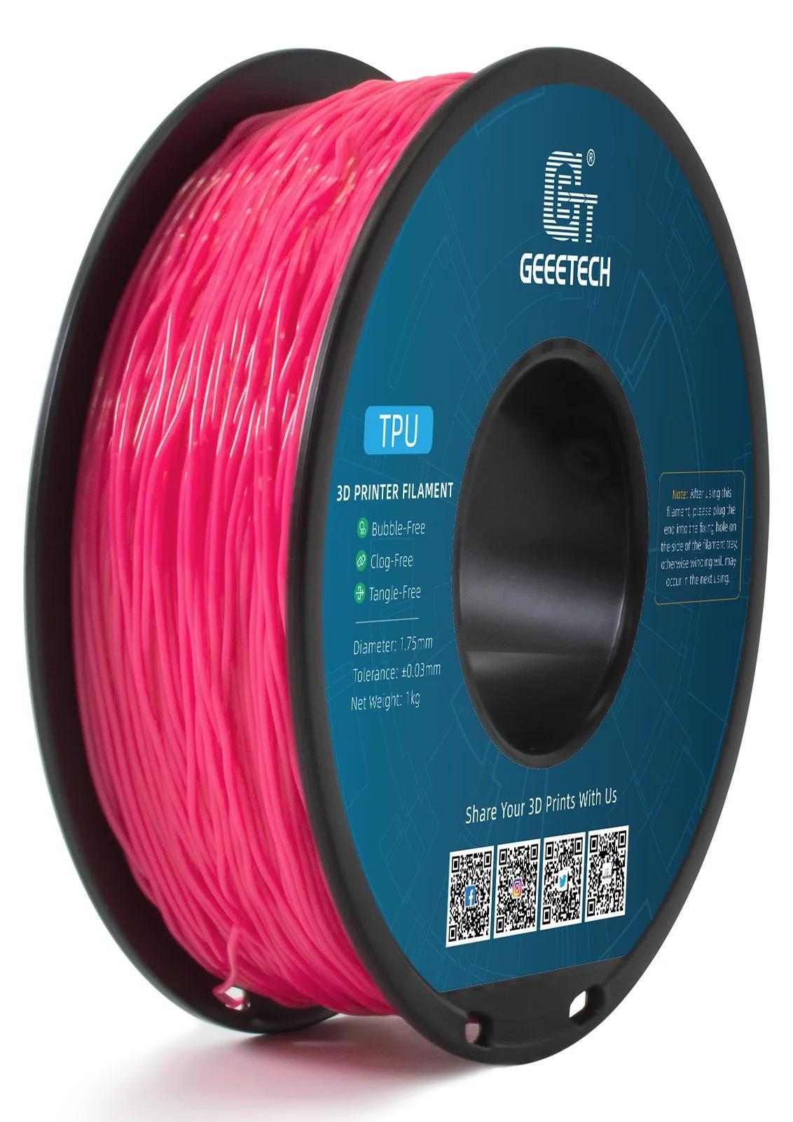 StarTech TPU Filament für 3D-Drucker - Shore 95A - 1,75 mm - 1 kg Spule ca. 343 m - Hohe Elastizität - Pink