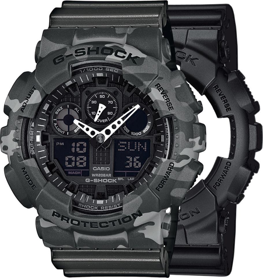 Zegarek Casio G-Shock SET GA-100-1A1ER + BEZEL 10507071 + PASEK 10467764 20BAR