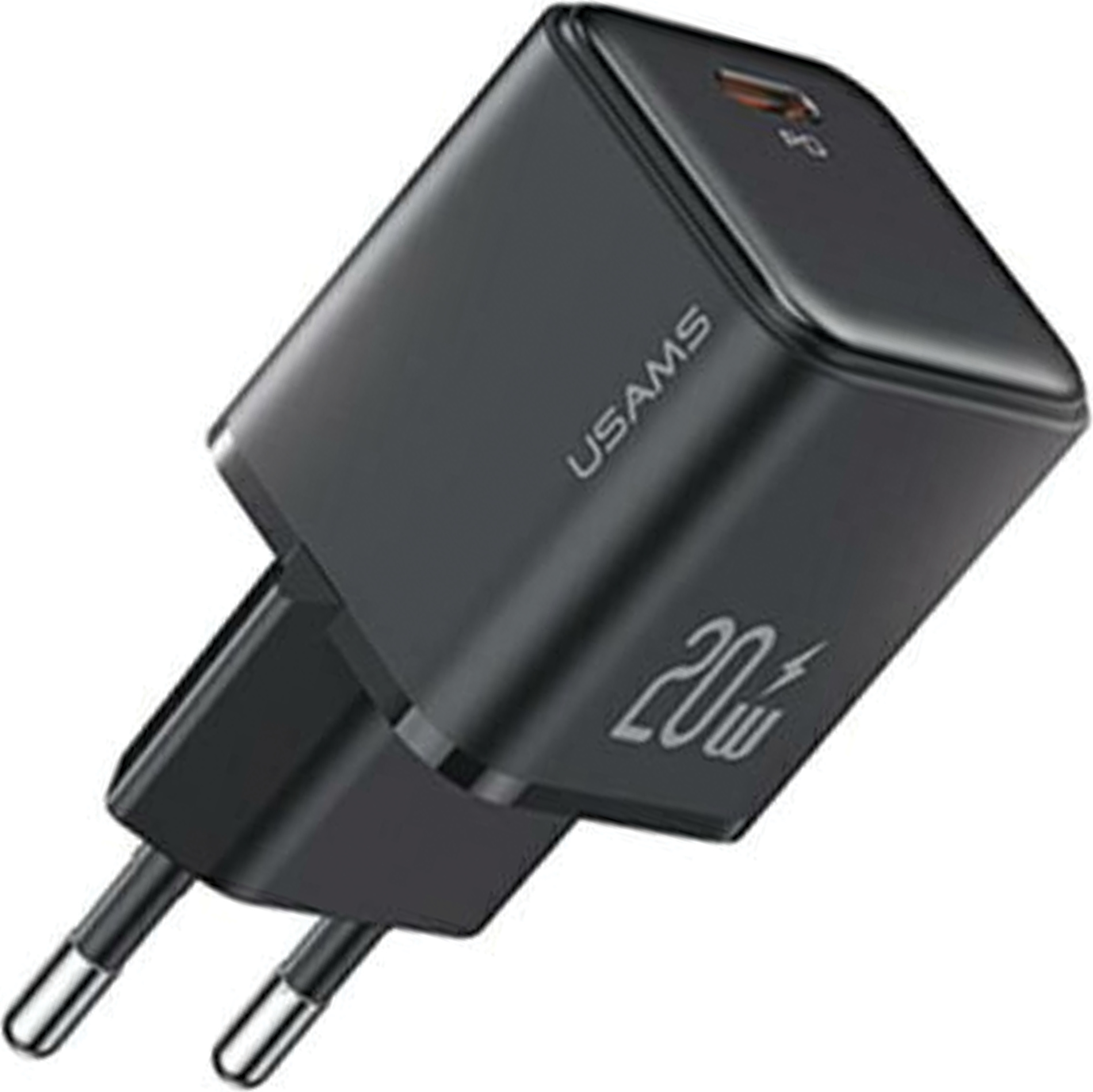 Usams Charger 1xUSB-C PD 3.0 20W Fast Charging Black
