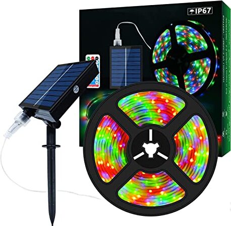 Lumtang Solar LED Strip Outdoor 5 m 280 LEDs angetriebener RGB -Farben Wechseln 8 Beleuchtungsmodi wasserdichte dekorative Feenleuchten Terrassenhofbäume