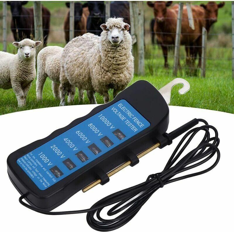 Mmgoqqt Elektrischer Zaunspannungsprüfer, tragbar mit 6 Leuchten zur Erkennung der Zaunspannung, ideal für landwirtschaftliche Geräte, elektrische Viehzäune und Gärten. Kau-LA-25126-48
