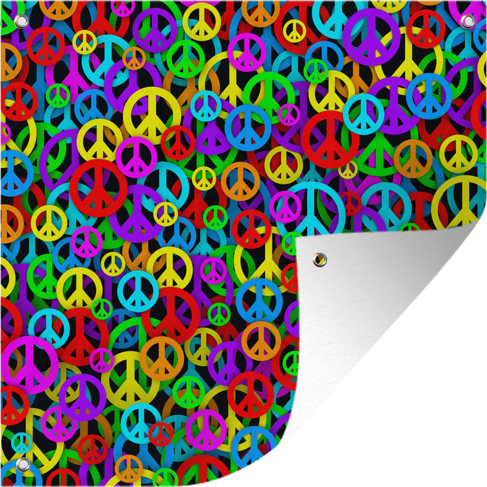 MuchoWow® 50x50 cm Outdoor-Poster Gartendeko Sichtschutz Garten Poster für den Garten Blumenkraft - farbige Friedenszeichen 133|17313229