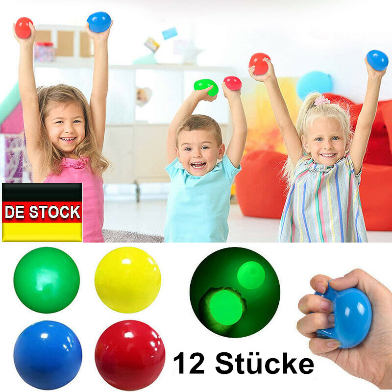 8x Sticky Globbles Ball Stress Spielzeug Fluoreszierende Klebrige Wand Stretch 