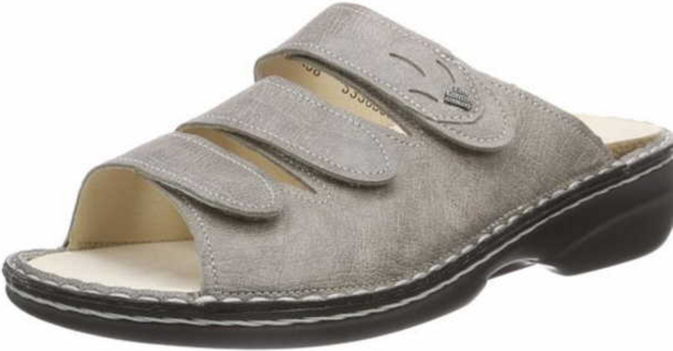 Dámske mules Finn Comfort Kos, pohodlné, sukňa, sivé, kožené, NOVINKA - dámske mules / oddeľovače prstov, béžové, kožené (lipsia)