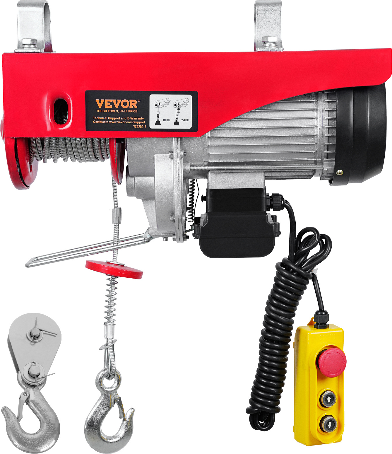 Produktbild von AREBOS Elektro-Seilwinde 500–1000 Kg – 1300 W, Hubhöhe 12 M, Mit Fernbedienung & TÜV GS