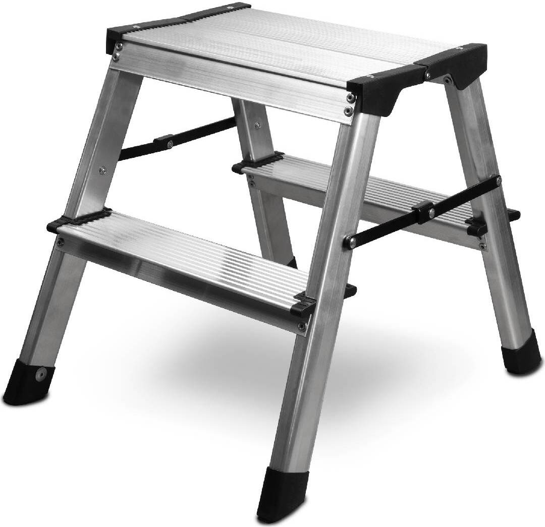 siwitec Aluminium-Klapptritt, 2-stufig, leichte Klappleiter, Trittleiter, Haushaltsleiter 150 kg SIWITEC_18417