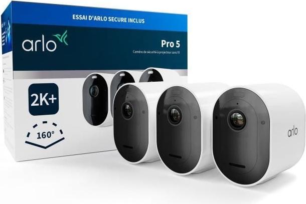 Arlo Pro 5 bezpečnostná kamera, balenie 3 ks, vonkajšie použitie, akumulátor, nočné videnie, rozlíšenie 4 MP