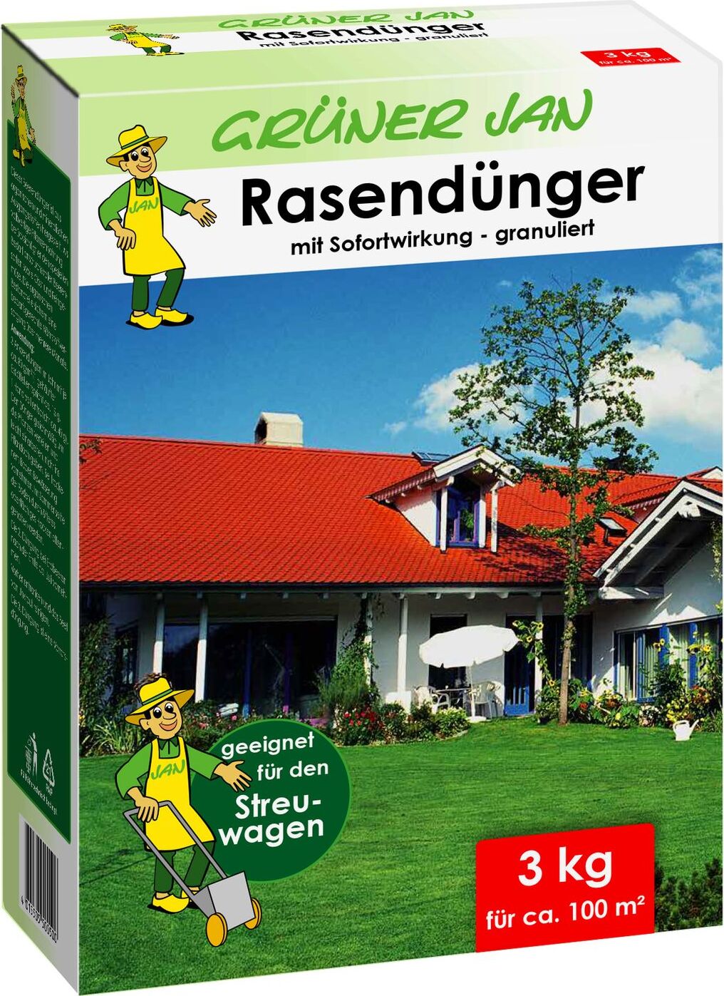 Grüner Jan Spezial Rasendünger granuliert 3kg Spezialdünger 100m² Rasen Dünger 01577