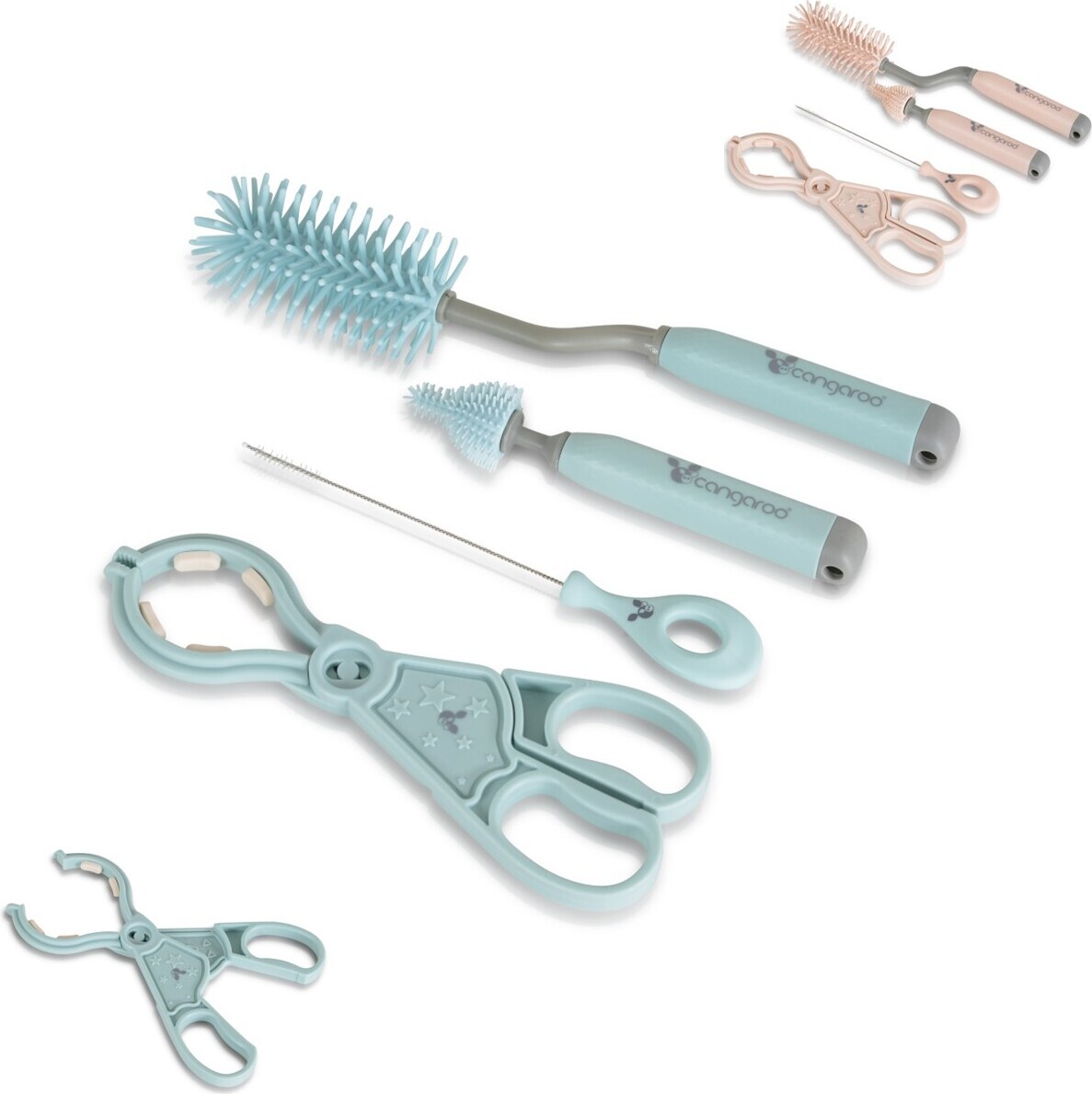 Cangaroo Babyflaschenreinigungsbrsten-Set 4-teilig, 2 Brsten, Strohhalmbrste blau 110212