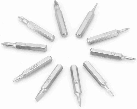 Merkloos 10-teiliges Schraubendreher-Bit-Set – 4-mm-Schaft – PH00/PH0/Z1/Z0/3,0/2,0/1,0/T5/T4/Kreuzschlitz 08 – Ersatzteile für Reparaturwerkzeuge 106792-0