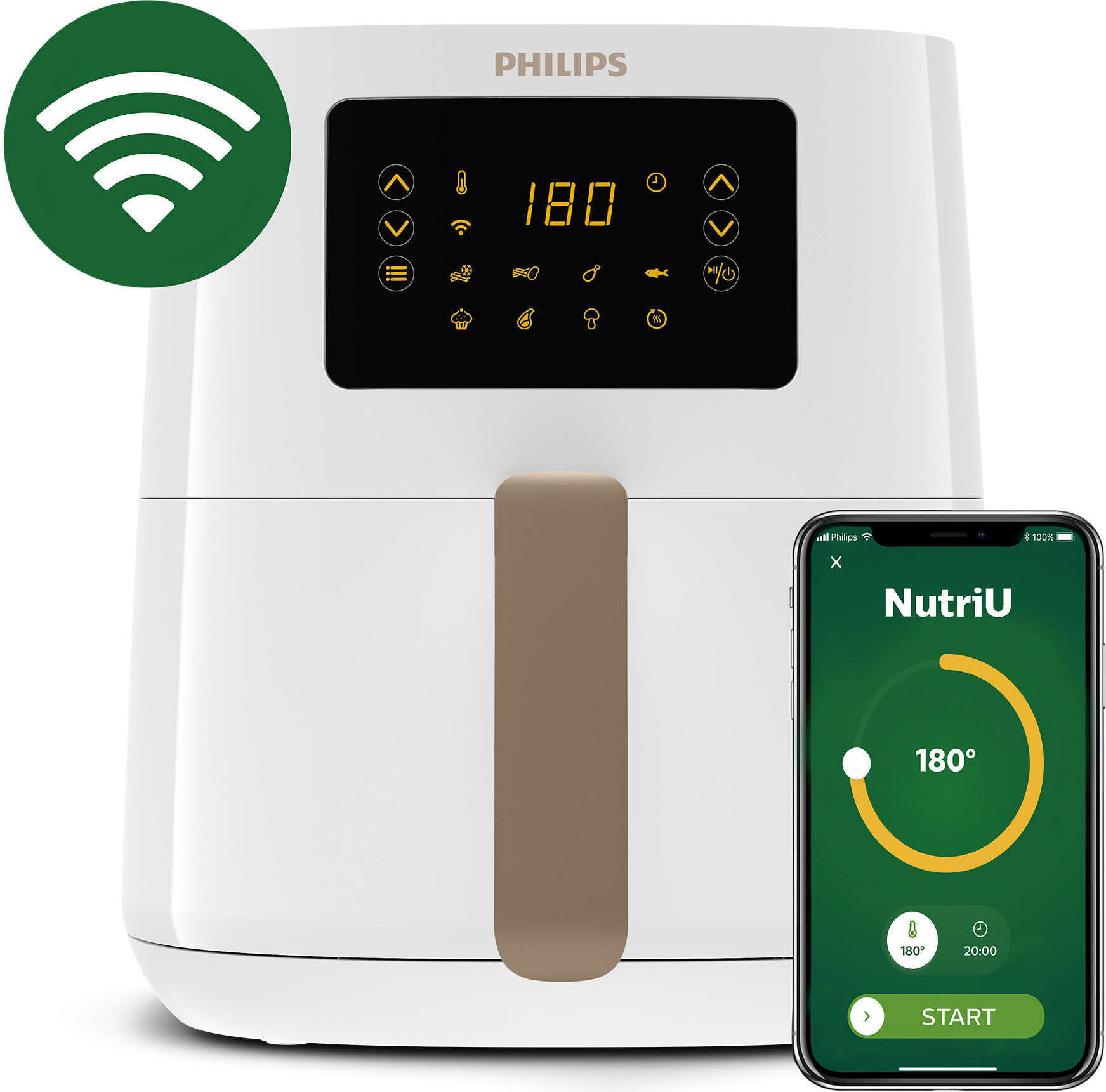 Philips | Airfryer verbunden | HD9255/30 Serie 5000 | 1400 W | 4,1 l Fassungsvermögen | Weiß HD9255-30