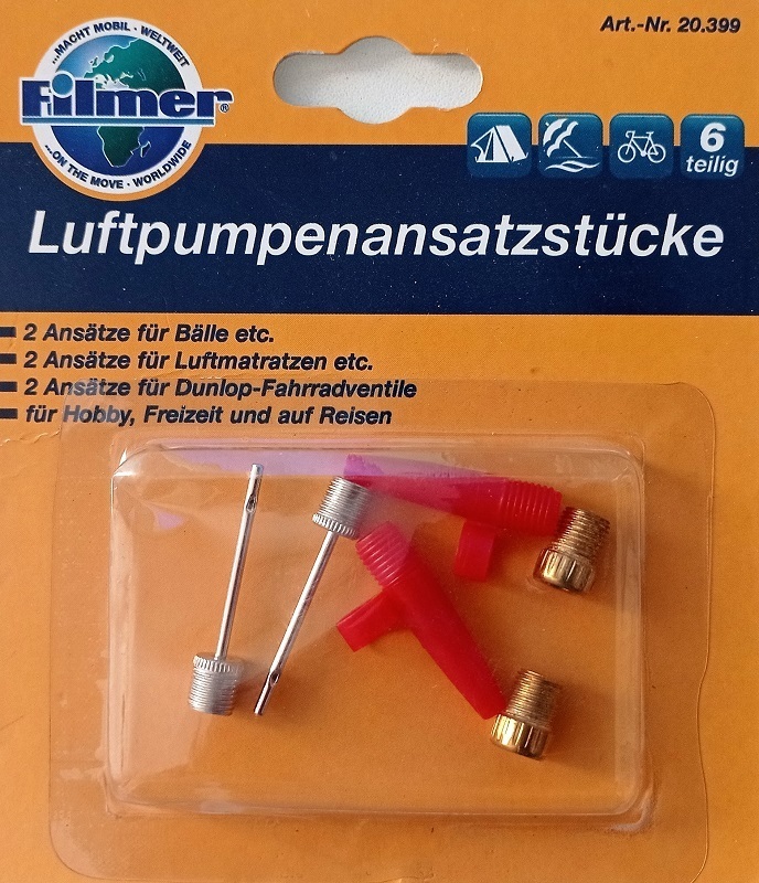 Luftpumpen Ansatzstücke - 6-teilig Freizeitbedarf Filmer 20399