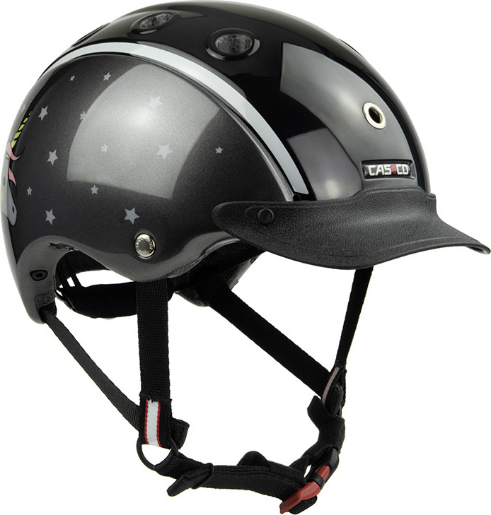 Casco Nori Kinder Reithelm & Fahrradhelm S 52-56 cm Schwarz/Grau Einhorn