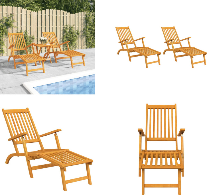 vidaXL Záhradné ležadlá s podnožkou 2 ks Masívne drevo akácie - Lehátko - Lehátka - Záhradný nábytok - Lehátko