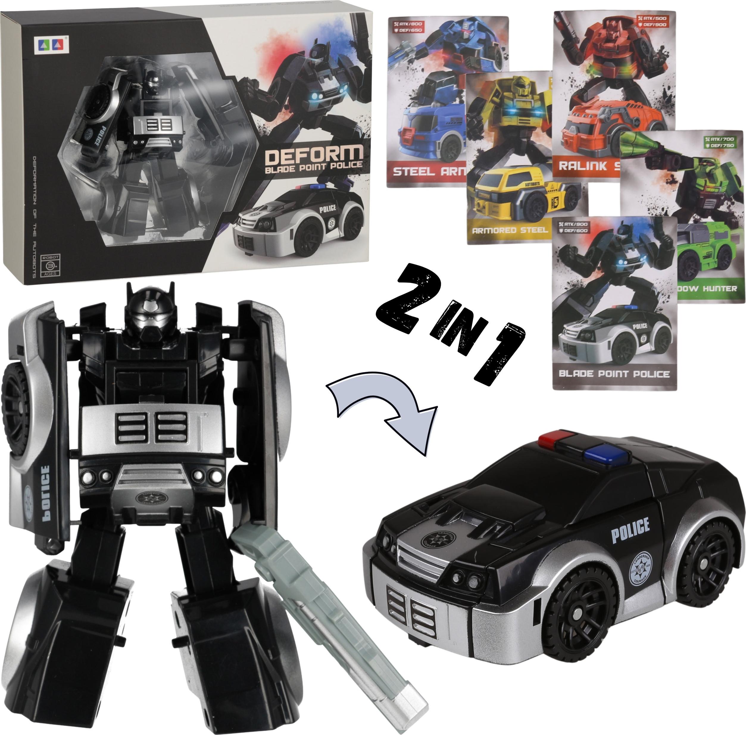 sarcia.eu Verwandlungs-Spielzeugroboter + Karten, 2-in-1 Auto-Roboter, Kinderspielzeug 3+