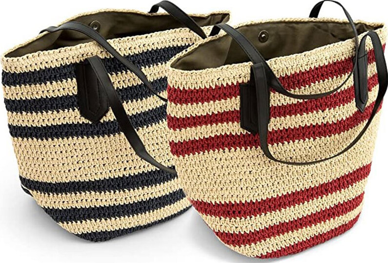 Dreiklang Shopping Tasche Rome Natur/Rot DK-TA5-53