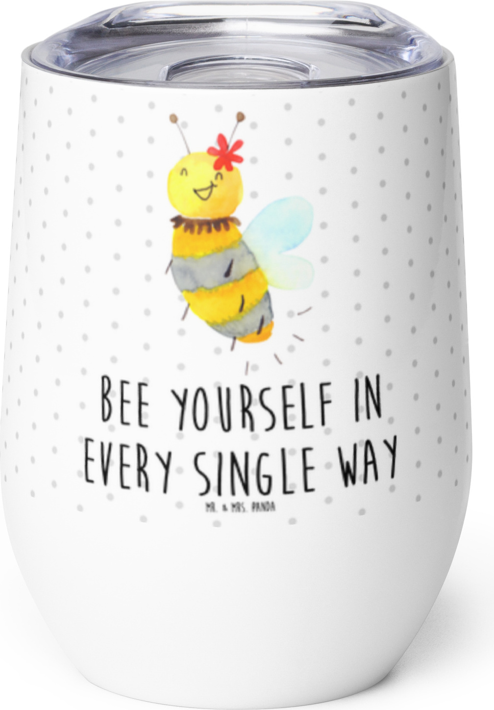 Mr. & Mrs. Panda thermosbecher Biene Blume - Weiß - Geschenk, Isolierbecher, Thermobecher, kaffee tasse, edelstahl, Thermo Becher PD-1247439-STANDARD