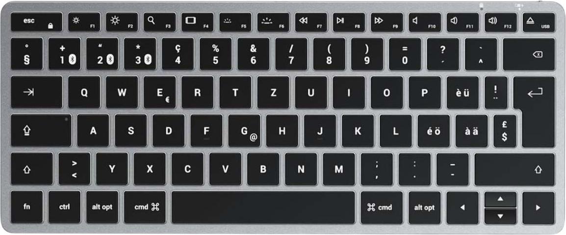 Satechi, Bluetooth Tastatur Slim X1 mit Hintergrundlicht spanisch, Grau ST-BTSX1M-ES