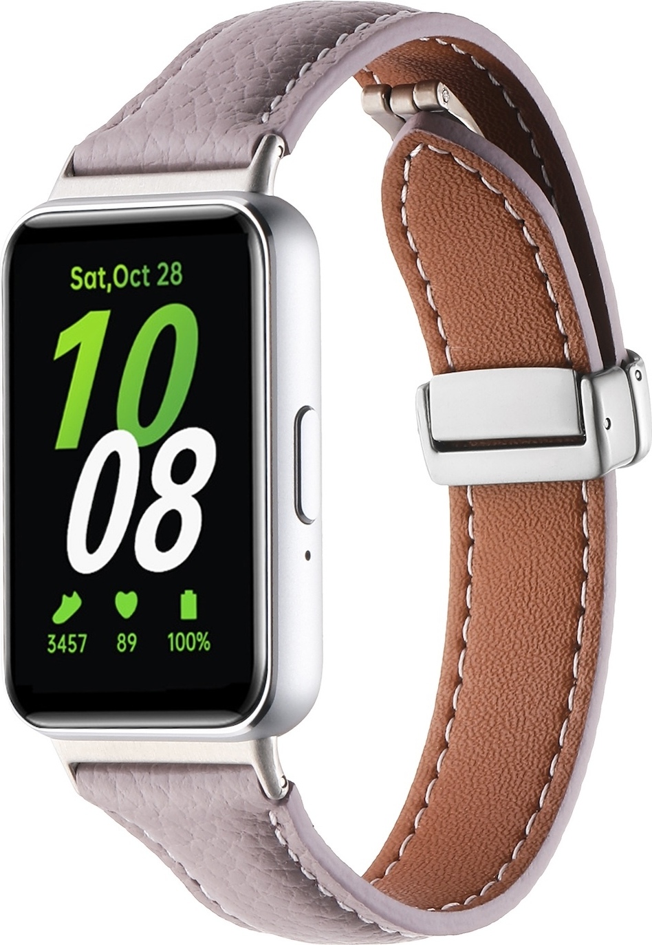 Pre Samsung Galaxy Fit 3 Kožený remienok Litchi Texture Magnetická pracka Purple
