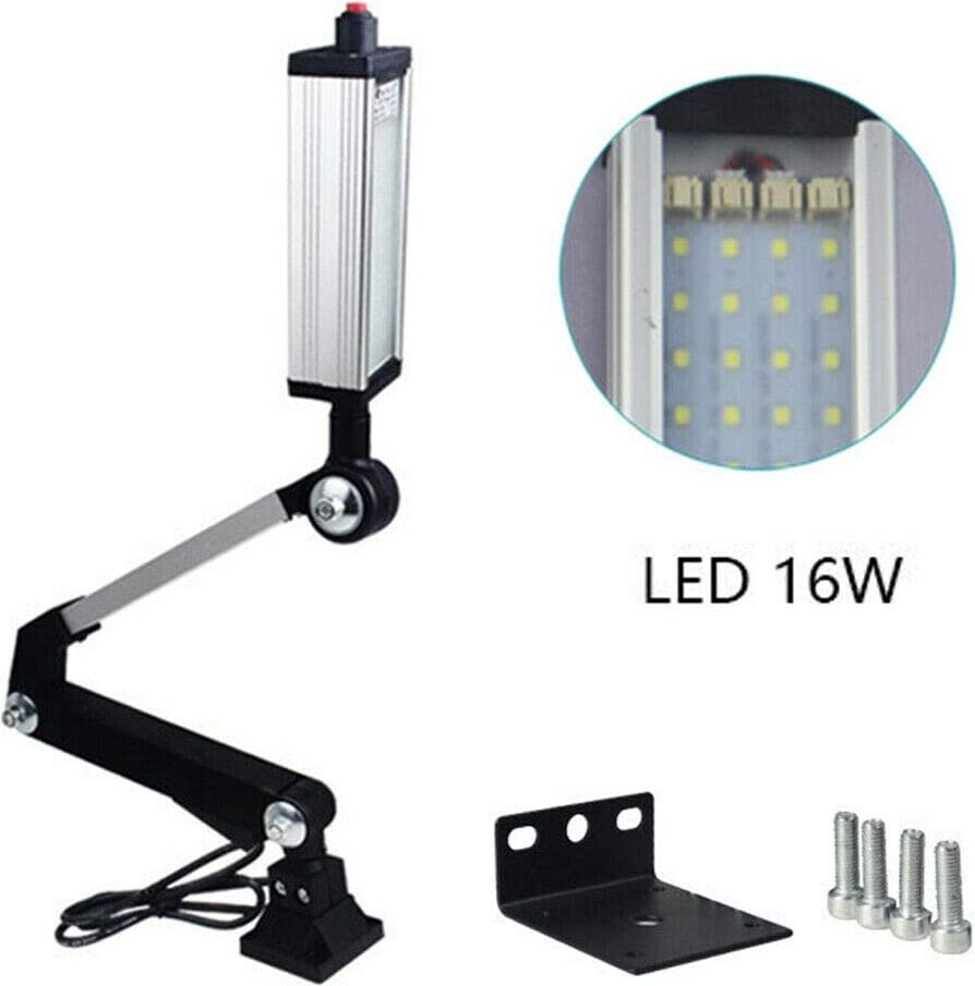 GreatDEshop2021 Drehmaschine Maschinenlampe 16W Maschinenarbeitslampe CNC Fräslampe mit flexiblem Arm Maschinenarbeitsleuchte LED Licht CNC Drehmaschine 200mm OT-ZMLJM-3046-EU-0519