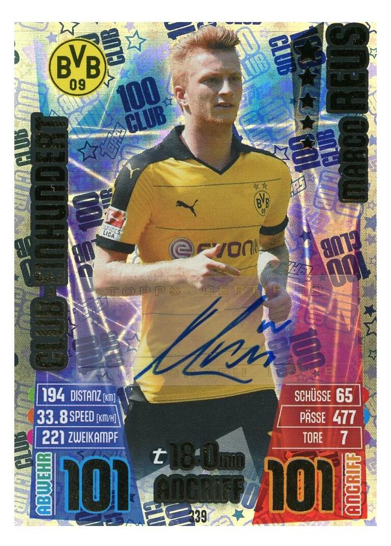 Topps MX-339-AU - Marco REUS - Club-Einhundert Autogramm Karte - Saison 15/16