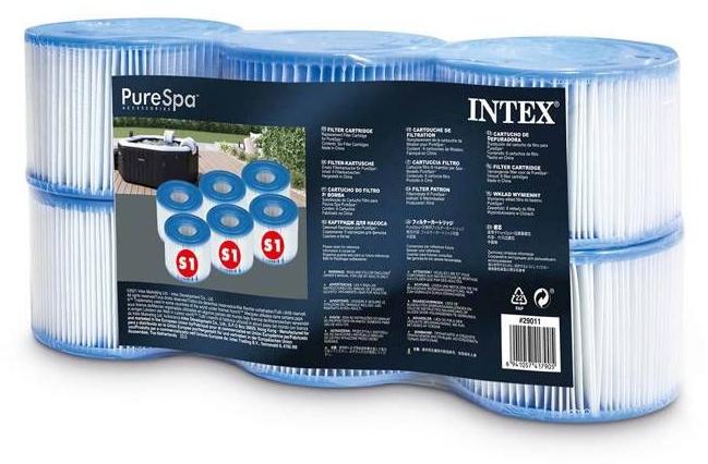 Filterkartuschen für Pure Spa, 6er Pack, Intex 29011, Dacron Filter, 20 Mikron Filterfeinheit, Kompatibel mit Intex 29011 INT6941057417905